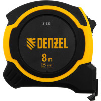 Рулетка Denzel 8 м, 25 мм, двухкомпонентный корпус, магнитный обрезиненный зацеп 31533