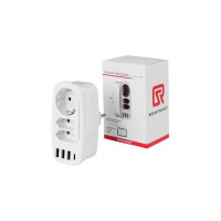 Разветвитель ROCKETSOCKET Socket Adapter 3 Euro 16A, 3 USB 3A+C с блоком 5В/3.1А  цвет белый GN4603