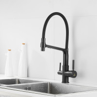 Смеситель для кухни ROSE с подключением к фильтру питьевой воды, черный R658H