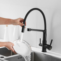 Смеситель для кухни ROSE с подключением к фильтру питьевой воды, черный R658H