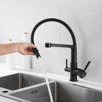 Смеситель для кухни ROSE с подключением к фильтру питьевой воды, черный R658H