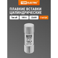Плавкая вставка TDM ELECTRIC ПВЦ-B2 22х58 aR быстродействующая 100А SQ0729-0062