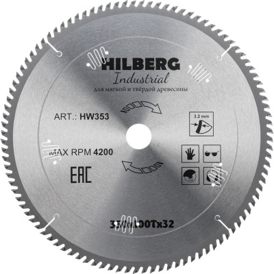 Диск пильный Hilberg Industrial Дерево 35032100Т HW353