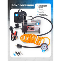 Поршневой автомобильный компрессор с витым шлангом Forsage 12V F-95(30171)