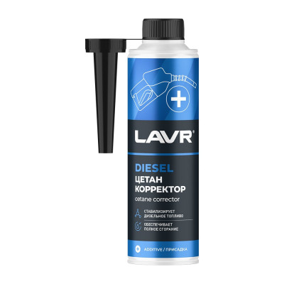 Цетан корректор, присадка в дизельное топливо на 40-60 л Lavr с насадкой 310 мл Ln2112
