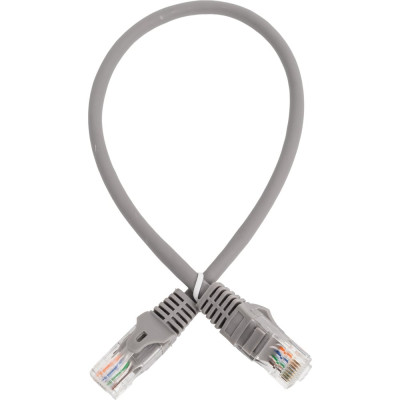 Шнур NIKOMAX U/UTP 4 пары, Кат.5e, 2хRJ45/8P8C, T568B, 7x0,175мм, LSZH, серый, 0,3м NMC-PC4UD55B-ES-003-C-GY