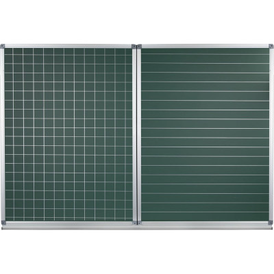 Магнитная доска для мела Staff 3-х элементная, 100x150/300 см, дополнительная линия/клетка, зеленая 238011