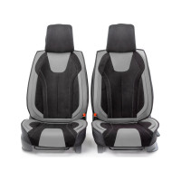 Каркасные 3D накидки на передние сиденья CarPerformance 2 шт., экокожа и алькантара CUS-3034 BK/GY