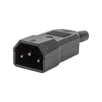Сетевая вилка Pro Legend 3 PIN пластик на кабель 250V 10A, PL2298