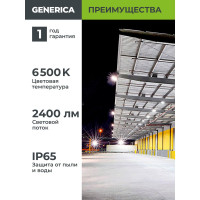 Светодиодный прожектор GENERICA СДО 001-30 6500К IP65 черный LPDO501-030-65-K02-G