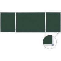 Магнитная доска для мела Staff 3-х элементная, 100x150/300 см, дополнительная линия/клетка, зеленая 238011