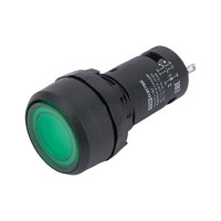 Кнопка управления SB7-CW3365 TDM ELECTRIC с возвратом 1НО+1НЗ d22 мм 220 В LED зеленая IP54 SQ0746-0033