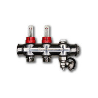 Коллектор из нержавеющей стали Geschaften 2 выхода, евроконус 3/4, с раcходомерами GS1185-2