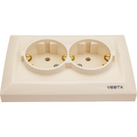 Розетка Vesta-Electric Roma КРЕМОВЫЙ двойная c заземлением FRZ00010111MLK
