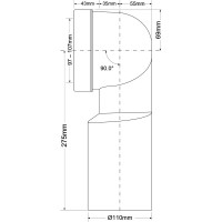 Фановая труба McAlpine 90 град.-28.5см, выход гладкий 110 мм MRWC12