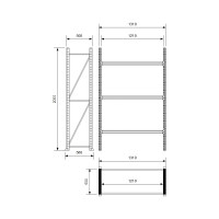 Каркас стеллажа Ирбис Л50 2000x500x1200, 3 яруса, без полок X4427607