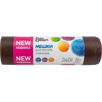 Мешки для мусора Fun Clean суперпрочные, 240 л, 8 шт., коричневые, пвд 16567