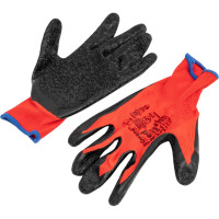 Нейлоновые перчатки с текстурированным латексным покрытием Gward Red, р.L 12 пар L2001/L