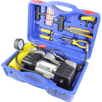 Компрессор Nova Bright АК-75 двухпоршневой, до 75 л/мин., 150 PSI, 12В, пластиковый кейс с инструментами 36448