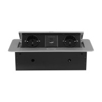 Розетка горизонтальная выдвижная ROCKETSOCKET 2 euro 16a, usb type a+c с блоком 18w, проводка, цвет серый SHS019-S