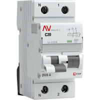 Дифференциальный автомат EKF DVA-6, 1P+N, 20А, 30мА, 6кА, AVERES SQ rcbo6-1pn-20C-30-ac-av