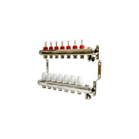 Коллекторная группа VRT 1"х3/4", евроконус, 7 выходов, c расходомерами 530146