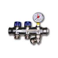 Коллектор из нержавеющей стали Geschaften 2 выхода, евроконус 3/4, с раcходомерами GS1185-2