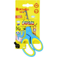 Безопасные детские ножницы Каляка-Маляка 135 мм эргоном. ручки пластиковые с резин. вставками желт. с принтом на лезвиях НДПКМ