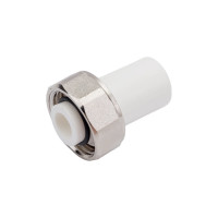 Штуцер с накидной гайкой RTP евроконус, ppr, 20x3/4, белый 28193