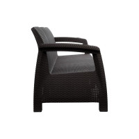 Диван WORKY ротанг, 3-х местный, 188x70x79 см, мокко, с черными подушками ARD257863