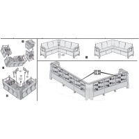 Угловой диван WORKY ротанг, 200x200x79 см, мокко, с черными подушками ARD257864