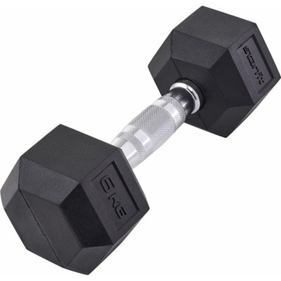 STARFIT Гантель гексагональная DB-301 6 кг, обрезиненная, черный УТ-00019787