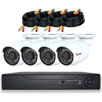 PS-link Комплект видеонаблюдения AHD KIT-С804HD 4 уличные 8Мп камеры 3808
