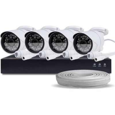 PS-link Комплект видеонаблюдения IP 2Мп KIT-C204IP-POE 4 камеры для улицы 2613