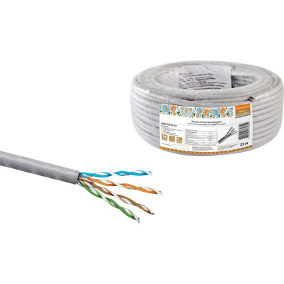 TDM Кабель витая пара народный U/UTP Cat 5e 4х2х24AWG CCA (25м) PVC, серый SQ0107-0113