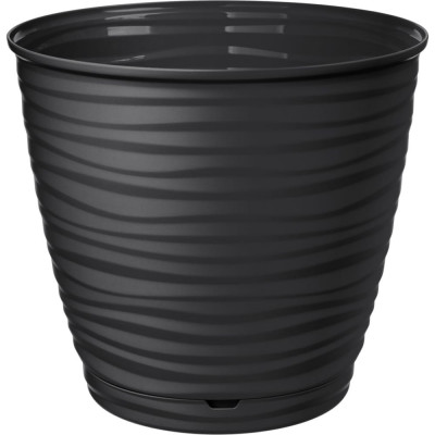 Idiland Горшок для цветов Saffron D177мм, 2,6л с поддоном (черный) 221610230/02