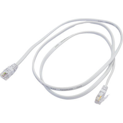 Cabeus Патч-корд телефонный 2x6р4с, белый, PVC, 1 м PC-TEL-RJ12-1m