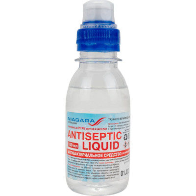 NIAGARA Антисептик для рук с антибактериальным эффектом Antiseptic Liquid 0,100 л ПЭТ с дозатором 001031000040