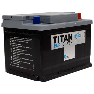 TITAN Аккумулятор EUROSILVER (60.0 VL (Обратная полярность) низкий 600А (242x175x175)) 4607008884623