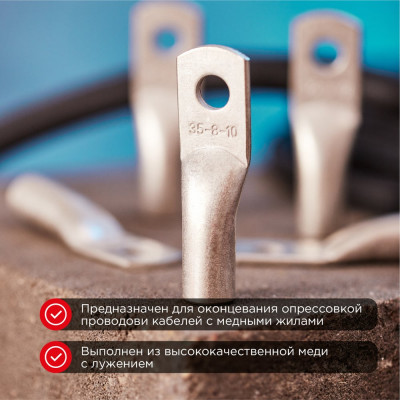 REXANT Наконечник медный луженый ТМЛ-Р 35–10 (35мм? - d 10мм) уп.100 шт 07-5317-6