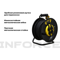 Inforce Силовой удлинитель на катушке 4гн. с/з КГт 3х1,5 16A 50м IP 44 GRANITE ZG 09-15-02