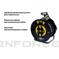 Inforce Силовой удлинитель на катушке 4гн. с/з КГт 3х2,5 16A 30м IP 44 GRANITE ZG 09-15-03