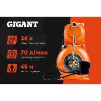 Gigant Насосная станция 1100Вт, H-45м, d-8м, GP-12