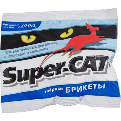 Avgust Приманка для борьбы с крысами и мышами Super-Cat, твердый брикет, 48 г 96003859