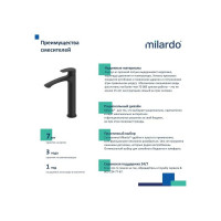 Milardo смеситель для умывальника черный матовый rora RORBL01M01