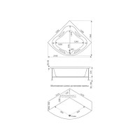 Ванна BAS Империал 1500х1500 каркас, комплект д/с В 00012