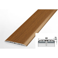 Порог прямой алюминиевый декоративный (60 мм, 0,9 м, Орех) ЛУКА УТ000012662