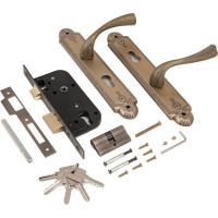 Врезной замок с ручками Аллюр ЗВ4-70.07 OB состаренная бронза 10174