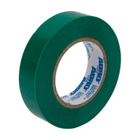 Изолента ABRO ПВХ, зеленая, 15 мм х 18,2 м ET-912-15-18-GRN-RW