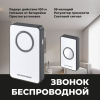 Электрический звонок Elektrostandard DBQ27M WL 38M IP20 бытовой дверной Белый Чёрный a055695